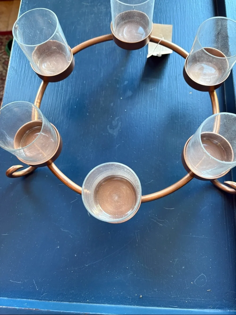 Smith & Hawken Copper Candle Holder with Glass Cups